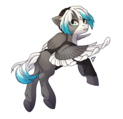 Size: 2239x2173 | Tagged: safe, artist:miioko, oc, oc only, pegasus, pony, clothes, female, hat, high res, looking back, mare, simple background, solo, spread wings, transparent background