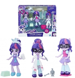 Size: 1194x1231 | Tagged: safe, sci-twi, twilight sparkle, robot, equestria girls, g4, official, bun, clothes, doll, equestria girls minis, female, glasses, irl, lab coat, outfits, photo, shirt, shoes, simple background, skirt, slippers, socks, stock image, toy, white background