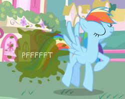 Size: 582x464 | Tagged: safe, artist:thedarkpony, edit, edited screencap, screencap, rainbow dash, g4, fart, fart edit, fart noise, fartbow dash, female, solo, sound effects