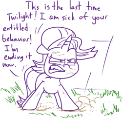 Size: 2389x2310 | Tagged: safe, artist:adorkabletwilightandfriends, starlight glimmer, pony, unicorn, g4, adorkable twilight, angry, context is for the weak, fight, high res, spoiler, stance