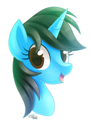Size: 1200x1600 | Tagged: safe, artist:iheartjapan789, oc, oc only, oc:andrea, pony, unicorn, bust, female, mare, open mouth, portrait, simple background, solo, transparent background