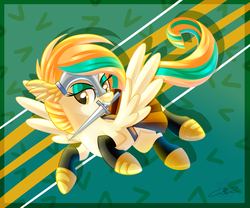 Size: 1741x1450 | Tagged: safe, artist:iheartjapan789, oc, oc only, pegasus, pony, female, knife, mare, mouth hold, solo