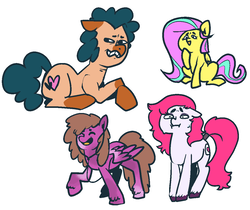 Size: 1128x946 | Tagged: safe, artist:/d/non, oc, oc only, oc:heartspring, oc:marshmallow, oc:star shower, earth pony, pegasus, pony, female, prone, simple background, white background