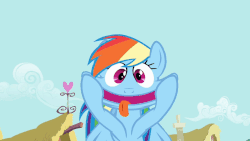 Size: 1200x675 | Tagged: safe, screencap, rainbow dash, pony, a bird in the hoof, g4, animated, female, gif, looking at you, loop, rainbow dash is best facemaker, silly, silly pony, solo, tongue out