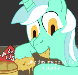 Size: 1880x1800 | Tagged: safe, artist:meme mare, lyra heartstrings, g4, chips, eating, female, food, meme, messy eating, nacho cheese, nachos, solo