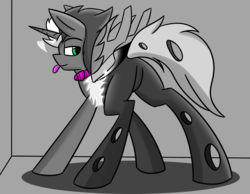 Size: 1280x993 | Tagged: safe, artist:askhypnoswirl, oc, oc only, oc:hypno swirl, changeling, bugbutt, butt, heart, plot, tongue out