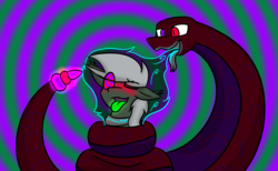 Size: 1280x787 | Tagged: safe, artist:askhypnoswirl, oc, oc only, snake, glowing eyes, hypnosis, kaa eyes, tongue out