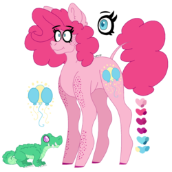 Size: 712x712 | Tagged: safe, artist:eleamorbid, gummy, pinkie pie, pony, g4, freckles, leonine tail, reference sheet