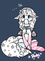 Size: 2250x3061 | Tagged: safe, artist:otpl, artist:pastel-pony-princess, oc, oc only, oc:pastel princess, pony, bridle, clothes, feathered ears, female, hairpin, harness, high res, long tail, looking at you, mare, sitting, small wings, socks, solo, stars, stockings, striped socks, tack, thigh highs, unibat, unshorn fetlocks