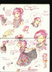 Size: 2550x3507 | Tagged: safe, artist:nayaasebeleguii, fluttershy, equestria girls, g4, clothes, dancing, dress, ear piercing, earring, headdress, high res, jewelry, mexican, mexico, piercing, singing, spanish, traditional dress
