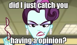 Size: 1062x624 | Tagged: safe, edit, edited screencap, screencap, principal abacus cinch, equestria girls, g4, my little pony equestria girls: friendship games, angry, female, glasses, image macro, meme, opinion, reaction image, solo