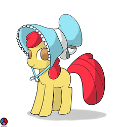 Size: 1280x1338 | Tagged: safe, artist:genericmlp, apple bloom, earth pony, pony, g4, blank flank, bonnet, female, no catchlights, solo