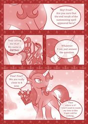 Size: 800x1131 | Tagged: safe, artist:vavacung, fhtng th§ ¿nsp§kbl, oleander (tfh), classical unicorn, pony, unicorn, comic:crossover story, them's fightin' herds, book, comic, community related, crossover, curved horn, horn, leonine tail, unicornomicon, unshorn fetlocks