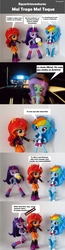 Size: 920x3538 | Tagged: safe, artist:whatthehell!?, edit, fluttershy, rainbow dash, sunset shimmer, twilight sparkle, equestria girls, g4, alcohol, arrested, beer, doll, equestria girls minis, female, implied lesbian, implied shipping, implied sunsetsparkle, irl, parody, photo, police, toy
