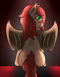 Size: 783x1000 | Tagged: safe, artist:lazerblues, oc, oc only, oc:copper wine, bat pony, pony, glasses, looking at you, looking back, solo