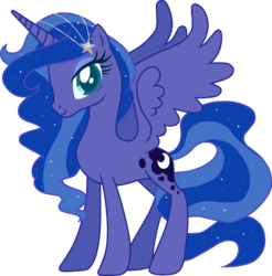 Size: 2517x2554 | Tagged: safe, artist:otakuchicky1, princess luna, alicorn, pony, g4, female, high res, looking at you, missing accessory, missing shoes, simple background, solo, transparent background
