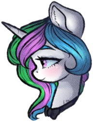 Size: 469x610 | Tagged: safe, artist:rappy-yum, princess celestia, alicorn, pony, g4, blushing, bow, bust, cute, cutelestia, female, head only, mare, portrait, profile, simple background, smiling, solo, transparent background, younger