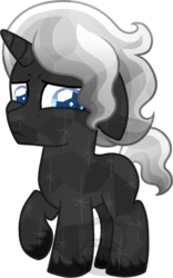 Size: 437x700 | Tagged: safe, artist:tambelon, oc, oc only, oc:somber night, crystal pony, pony, unicorn, colt, male, offspring, parent:king sombra, parent:oc:opalescent pearl, parents:canon x oc, simple background, solo, transparent background, watermark