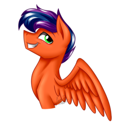 Size: 1646x1650 | Tagged: safe, artist:jack-pie, oc, oc only, oc:alexander coat, pegasus, pony, green eyes, grin, looking back, male, multicolored hair, simple background, smiling, solo, stallion, transparent background