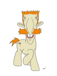 Size: 426x573 | Tagged: safe, artist:pizzamovies, oc, oc only, oc:pizzamovies, pony, cutie mark, lightly watermarked, looking at you, meme, nigel thornberry, ponified, smiling, solo, watermark