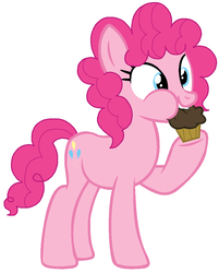 Size: 804x998 | Tagged: safe, artist:mlpfimlover97, pinkie pie, earth pony, pony, g4, alternate hairstyle, base used, eating, female, food, muffin, simple background, solo, white background