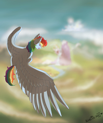 Size: 1495x1784 | Tagged: safe, artist:dasha37, rainbow dash, pegasus, pony, g4, female, large wings, mare, solo, wings