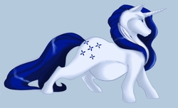 Size: 745x454 | Tagged: source needed, safe, artist:thiscrispykat, majesty, pony, unicorn, g1, blue background, female, pregnant, queen majesty, simple background, solo