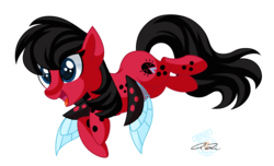 Size: 1685x1024 | Tagged: safe, artist:iheartjapan789, oc, oc only, oc:ladybug, ladybug, original species, pony, female, mare, red and black oc, simple background, solo, transparent background