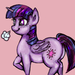 Size: 1000x1000 | Tagged: safe, artist:xkaix2501, twilight sparkle, alicorn, pony, g4, cute, female, horses doing horse things, mare, pixiv, snorting, solo, twibutt, twilight sparkle (alicorn), wingding eyes