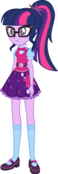 Size: 953x2847 | Tagged: safe, artist:kingdark0001, sci-twi, twilight sparkle, equestria girls, equestria girls specials, g4, my little pony: equestria girls: twilight's sparkly sleepover surprise, adorkable, alternate hairstyle, bowtie, clothes, cute, cutie mark on clothes, dork, equestria girls outfit, female, glasses, mary janes, meganekko, new outfit, ponytail, purple skirt, sci-twi outfits, shoes, simple background, skirt, socks, solo, transparent background, updated, vector