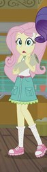 Size: 140x504 | Tagged: safe, screencap, fluttershy, rarity, equestria girls, g4, legend of everfree, camp everfree outfits, clothes, female, raised leg, shocked, shoes, skirt, sneakers, socks, solo, tissue paper
