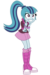Size: 818x1239 | Tagged: safe, artist:kingdark0001, sonata dusk, equestria girls, g4, my little pony equestria girls: rainbow rocks, clothes, female, happy, ponytail, simple background, skirt, smiling, solo, squee, transparent background, vector