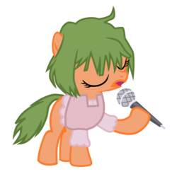 Size: 1780x1750 | Tagged: safe, artist:destruct1veg33k, oc, oc only, oc:melon flesh, base used, clothes, cosplay, costume, crossover, macross, macross frontier, microphone, simple background, solo, transparent background, vector