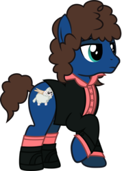 Size: 885x1241 | Tagged: safe, artist:lightningbolt, derpibooru exclusive, earth pony, pony, g4, .svg available, clothes, curly mane, dance dance (song), fall out boy, from under the cork tree, frown, joe trohman, lidded eyes, male, ponified, raised hoof, shirt, shoes, show accurate, simple background, socks, solo, stallion, suit, svg, transparent background, undershirt, vector