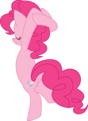 Size: 2000x2768 | Tagged: safe, artist:michaelsety, pinkie pie, earth pony, pony, g4, ballet, bipedal, eyes closed, female, high res, hooves behind head, simple background, solo, transparent background