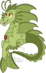 Size: 446x700 | Tagged: safe, artist:tambelon, oc, oc only, oc:staccato, hippocampus, merpony, siren, male, simple background, siren oc, solo, transparent background, watermark