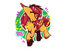 Size: 2100x1500 | Tagged: safe, artist:biskhuit, oc, oc only, oc:melody sweetheart, pegasus, pony, eyes closed, female, mare, raised hoof, solo