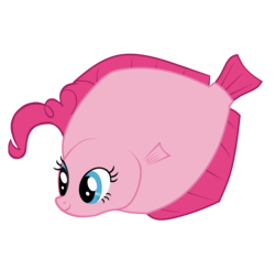 Size: 3235x3019 | Tagged: safe, pinkie pie, fish, g4, female, fishified, flat fish, halibut, high res, maybe salmon, not salmon, simple background, solo, species swap, transparent background, vector, wat