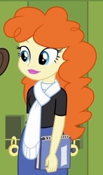 Size: 267x455 | Tagged: safe, screencap, golden hazel, equestria girls, g4, my little pony equestria girls, clothes, cropped, female, lockers, notebook, scarf, solo