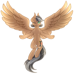 Size: 5000x5000 | Tagged: safe, artist:amazing-artsong, oc, oc only, oc:artsong, pegasus, pony, absurd resolution, female, mare, one eye closed, simple background, solo, spread wings, transparent background, wings, wink