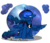 Size: 1024x883 | Tagged: safe, artist:graceyriver, artist:meninamazinha, princess luna, g4, collaboration, eyes closed, female, floppy ears, galaxy mane, sitting, solo, spread wings, wings