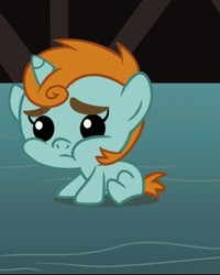 Size: 284x355 | Tagged: safe, screencap, snips, pony, unicorn, g4, magic duel, baby, baby snips, colt, foal, horn, male, solo