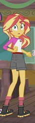 Size: 172x608 | Tagged: safe, screencap, sunset shimmer, equestria girls, g4, my little pony equestria girls: legend of everfree, ass, boots, butt, camp everfree outfits, clothes, female, looking back, shorts, socks, solo