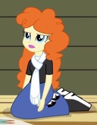 Size: 242x310 | Tagged: safe, screencap, golden hazel, equestria girls, g4, my little pony equestria girls: rainbow rocks, background human, boots, clothes, female, high heel boots, long skirt, scarf, skirt, solo