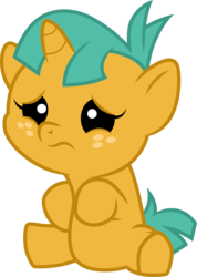 Size: 3001x4208 | Tagged: safe, artist:cloudy glow, snails, pony, g4, magic duel, age regression, baby, baby pony, baby snails, colt, cute, diasnails, high res, male, sad, simple background, solo, transparent background, vector