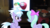 Size: 1696x954 | Tagged: safe, cloudchaser, flitter, pegasus, pony, g4, bob the tomato, bow, duo, female, frown, hair bow, irl, looking at each other, looking at you, looking back, mare, open mouth, photo, ponies in real life, raised leg, sisters, smiling, television, veggietales