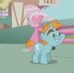 Size: 653x637 | Tagged: safe, screencap, snips, pony, unicorn, g4, colt, horn, male, smiling, solo