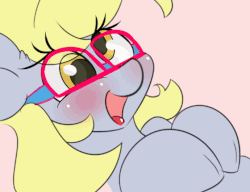 Size: 560x431 | Tagged: safe, artist:n0nnny, derpy hooves, pegasus, pony, my little brony risovach, g4, adorkable, animated, blushing, cute, derpabetes, dork, female, frame by frame, gif, glasses, mare, meganekko, solo