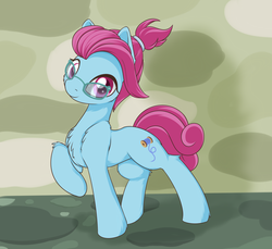 Size: 1915x1751 | Tagged: safe, artist:dusthiel, blue bobbin, earth pony, pony, g4, glasses, missing accessory, raised hoof, solo