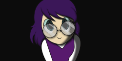 Size: 1080x540 | Tagged: safe, artist:yerko321, oc, oc only, oc:nyx, alicorn, human, fanfic:past sins, animated, cute, dragon eyes, gif, glasses, humanized, looking at you, normal eyes, purple hair, simple background, slit pupils, smiling, solo, stare